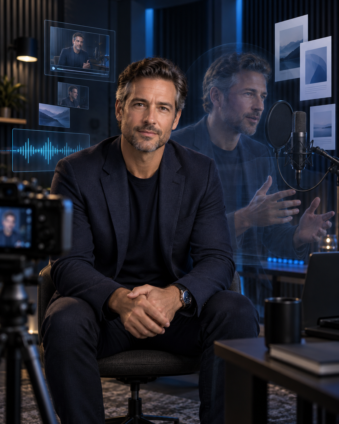 An expert and their digital extension recording professional content